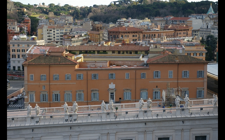 The exterior of the Vatican's Palace of the Holy Office, which houses the Congregation for the Doctrine of the Faith. (NCR photo/ Joshua J. McElwee)