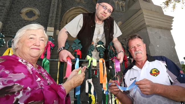 Thousands of ribbons tied to St Mary's Basilica's “loud fence” in recognition of abuse victims will be removed on Sunday.. Picture: Mike Dugdale