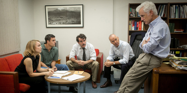 Rachel McAdams, Mark Ruffalo, Brian d'Arcy James, Michael Keaton and John Slattery in Spotlight. Photo / Kerry Hayes