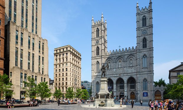 The Basilica of Notre-Dame in the Place d’Armes in Old Montreal in Quebec, Canada. Photograph: Alamy