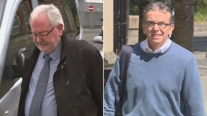 John Farrell (left) and Paul Kelly outside court