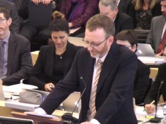 PHOTO: Counsel assisting the royal commission, Stephen Free, delivers his opening address. (Supplied: Royal Commission)