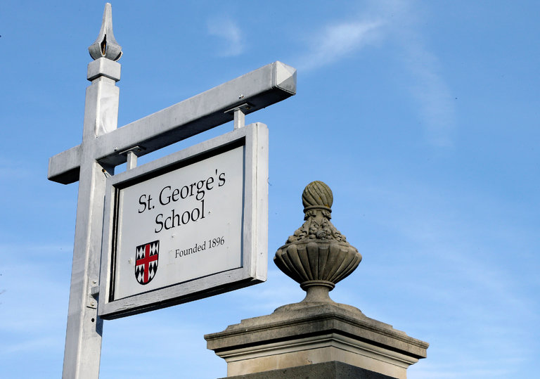 The entrance to St. George’s School in Middletown, R.I.