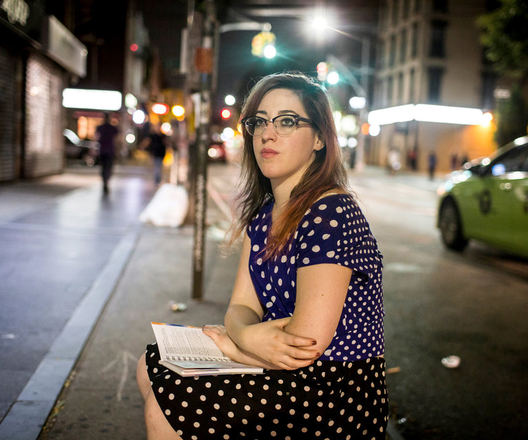Libelle Polaki, 28, a Satmar exile, studies at Borough of Manhattan Community College.