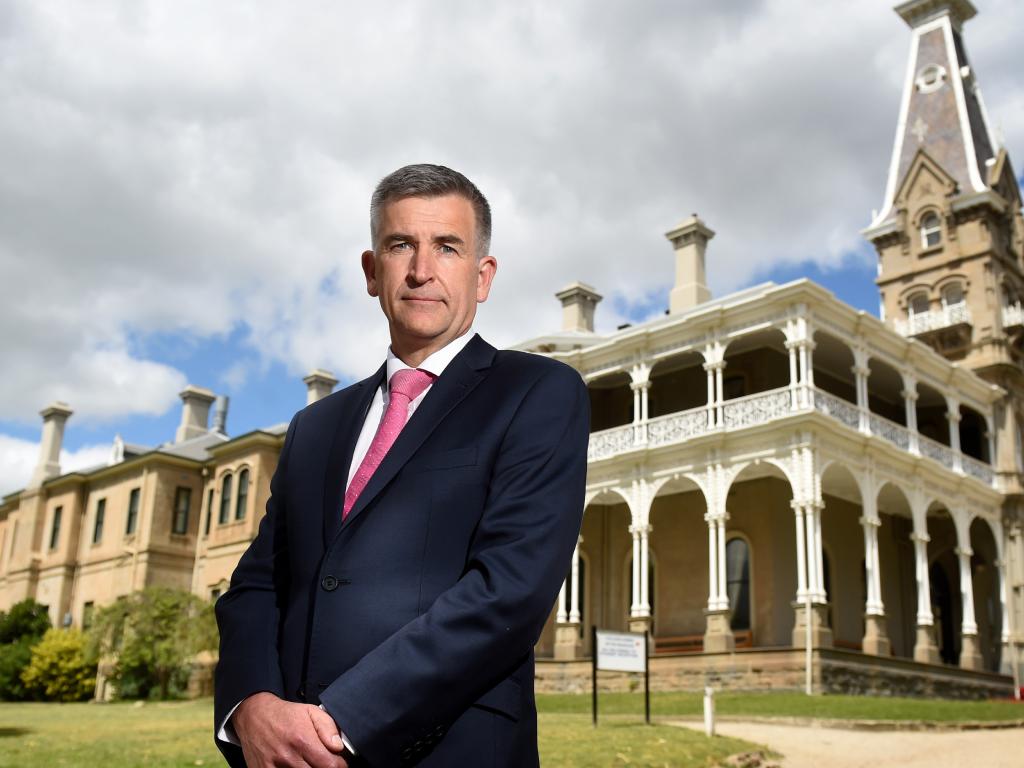 Salesian College principal Mark Brockhus in front of the Rupertswood Mansion. The school will be making a public apology on December 8 in relation to historical sexual abuse. Picture: Kylie Else