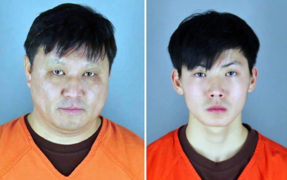 Pastor Dong Wook Kim (left) and his son, 19-year-old Joo Seong Kim (right) were arrested for beating a 12-year-old. (HENNEPIN COUNTY SHERIFF'S OFFICE)