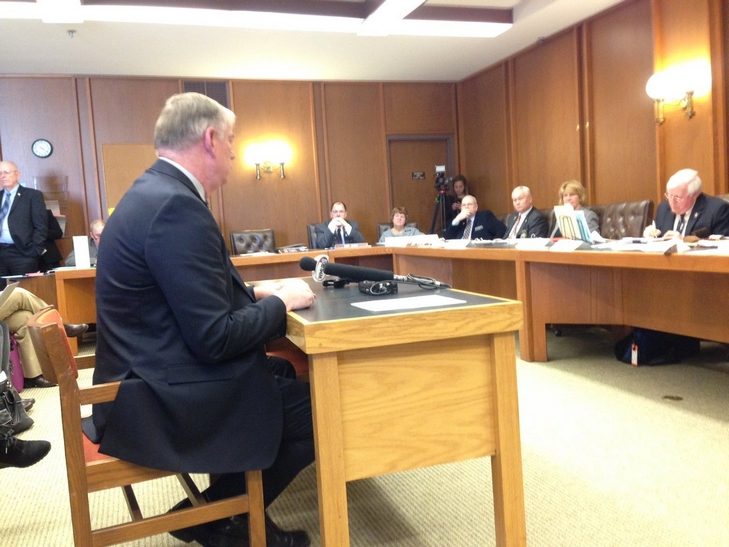 Rep. Jess Edwards testifies before packed house on a bill to require evidence beyond victim testimony in sexual assault cases. (TWITTER/Dave Solomon)