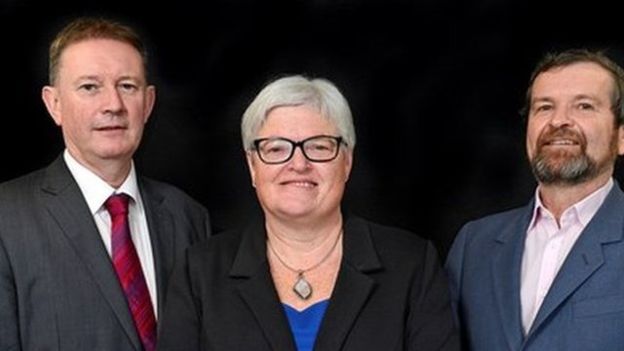 The three original panel members - Glenn Houston (L) Susan O'Brien QC and Michael Lamb have all resigned