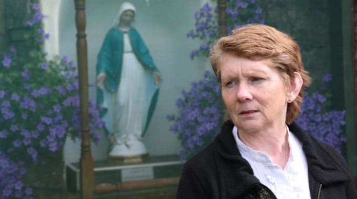 Catherine Corless at the burial site before the investigation.