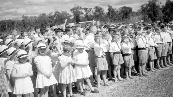Children at a Fairbridge farm school in Western Australia in 1934. Thousands of children suffered physical mistreatment and sexual assaults at the schools after migrating from Britain. It is not suggested that anyone pictured suffered abuse