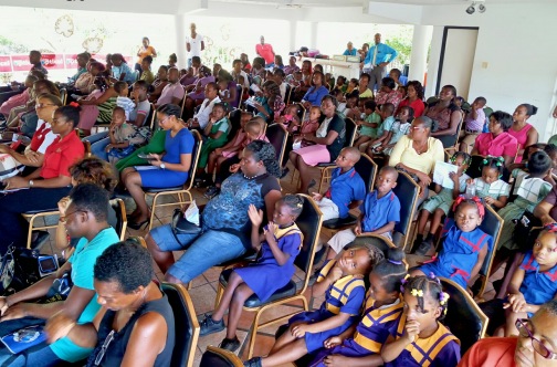The audience listens attentively at the Kiwanis Club of Westmoreland Capital Early Childhood Institution Quiz Competition opening ceremony on Monday..