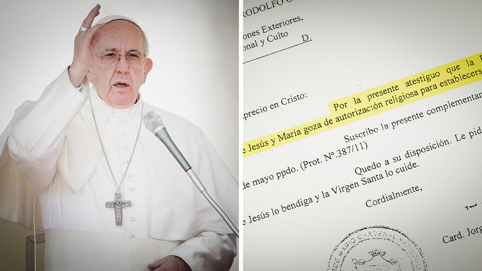 The never-before-published letters show exactly how Pope Francis acted in support of SSPX. Foto: TT/SVT