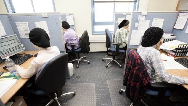 Illustrative: Ultra-Orthodox women at an Israeli high-tech company. (Abir Sultan/Flash90)
