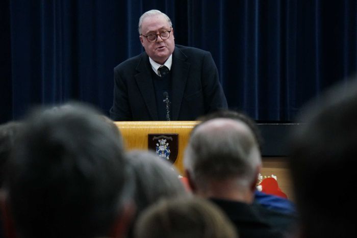 PHOTO: Father Gregory Brett of the Vincentians apologised for historical abuse at St Stanislaus College. (ABC News: Gavin Coote)