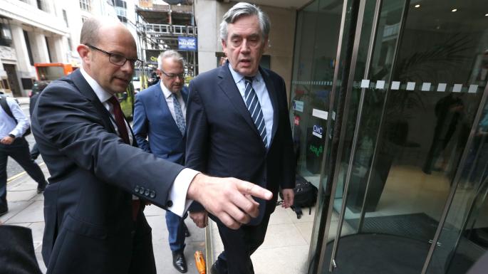 Gordon Brown arrives at the International Dispute Resolution Centre in London to give evidence