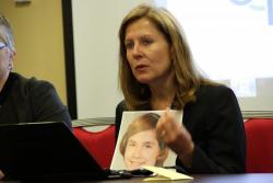 Barbara Blaine speaks before the ICC in the Hague.