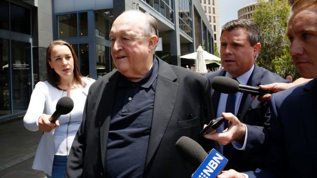 Adelaide Archbishop Philip Wilson arrives at Newcastle Local Court on Wednesday. Photo: AAP