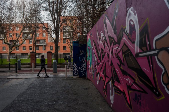 An area of Dublin that used to be known as Monto. The neighborhood was a nest of brothels, speakeasies and slums around 100 years ago, but most of the old buildings have now been demolished and replaced with public housing or private developments.