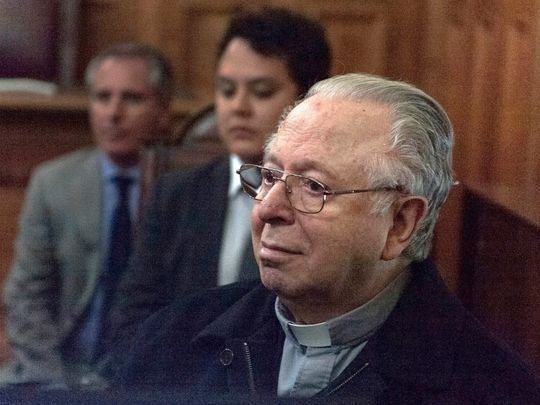 This file photo taken on Nov. 11, 2015 shows Chilean priest Fernando Karadima appearing in court in Santiago, to testify in a civil lawsuit against the Archdiocese of Santiago for allegedly sexual abuse cover up. (Photo: VLADIMIR RODAS, AFP/Getty Images)