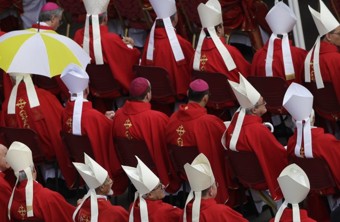 Cardinals and bishops attend a special mass celebrated by Pope Francis for the Roman holiday of St. Peter and St. Paul in St. Peter's Square at the Vatican, Thursday, June 29, 2017. (Credit: AP Photo/Gregorio Borgia.)