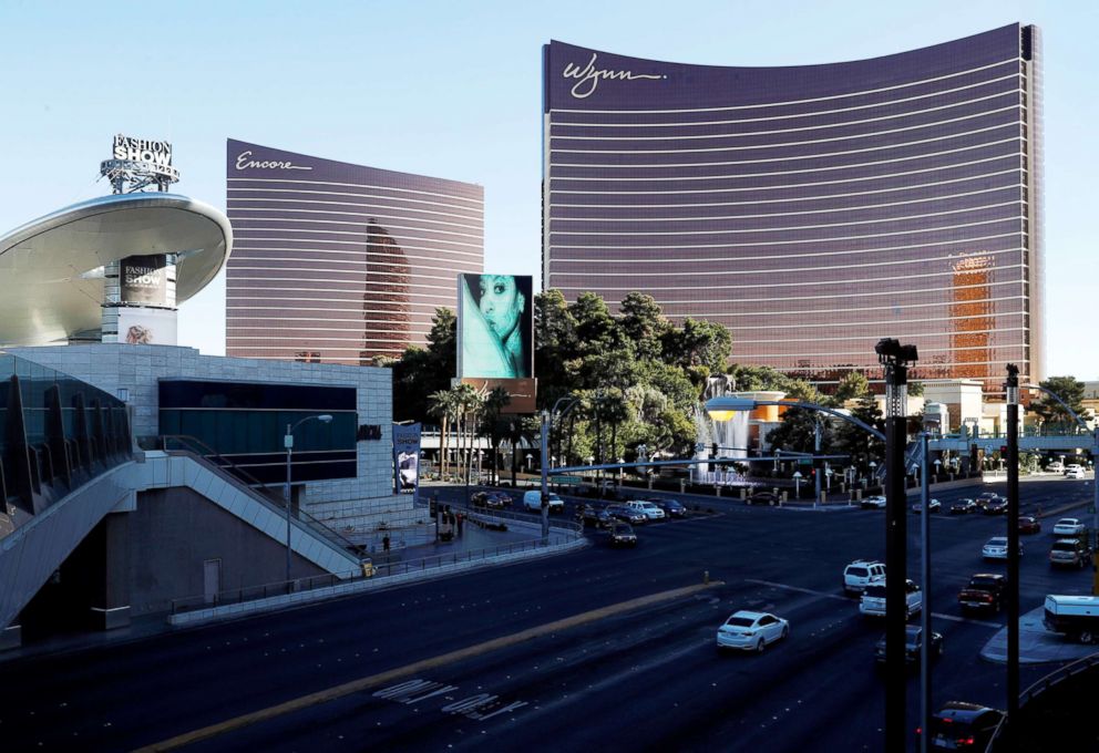An exterior view of Encore and Wynn properties is captured in Las Vegas, Nev., on Feb. 7, 2018.