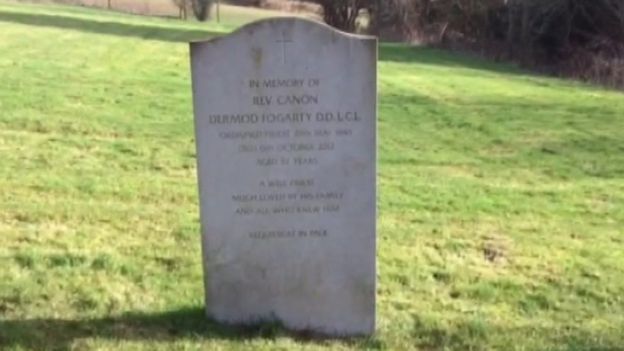 The headstone pays tribute to a much-loved, wise priest