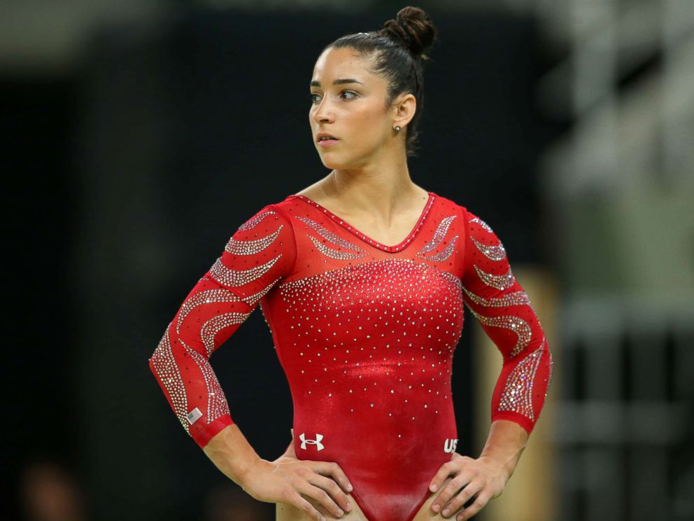 Aly Raisman during an artistic gymnastics training session, Aug. 4, 2016 at the Arena Olimpica do Rio in Rio de Janeiro, Brazil.