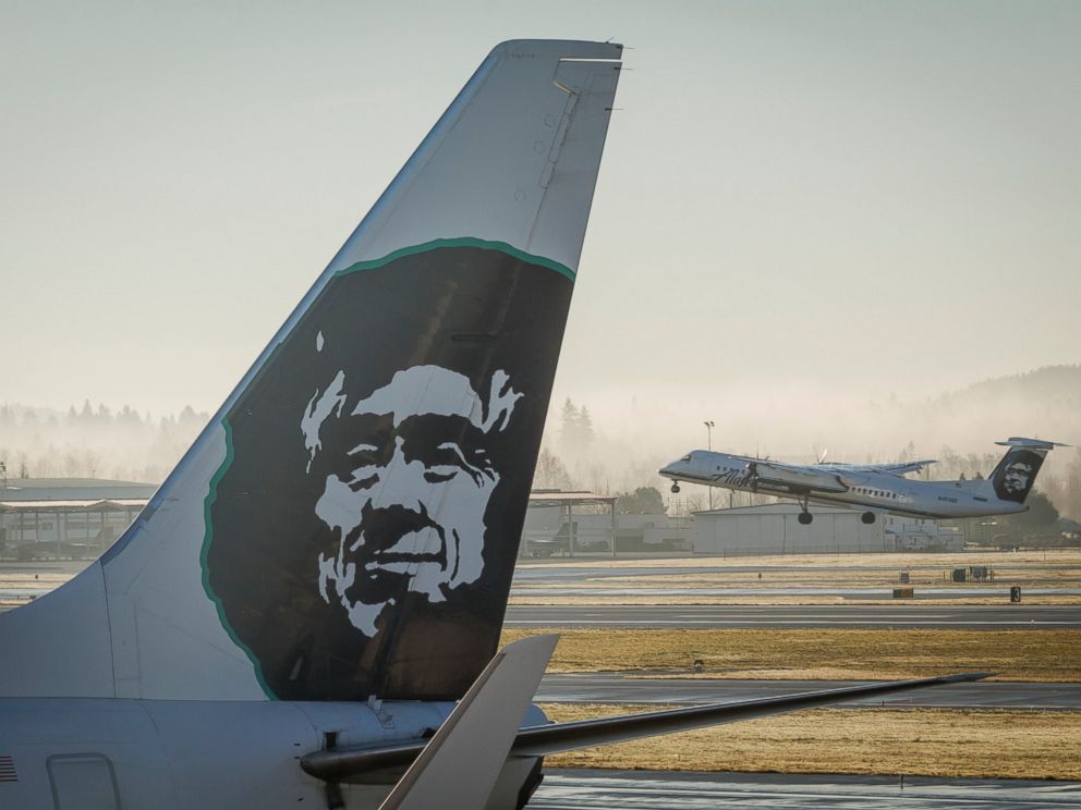 Alaska Airlines Horizon Air Bombardier Q400 plane takes-off at the Portland, Oregon International Airport, December 30, 2015.