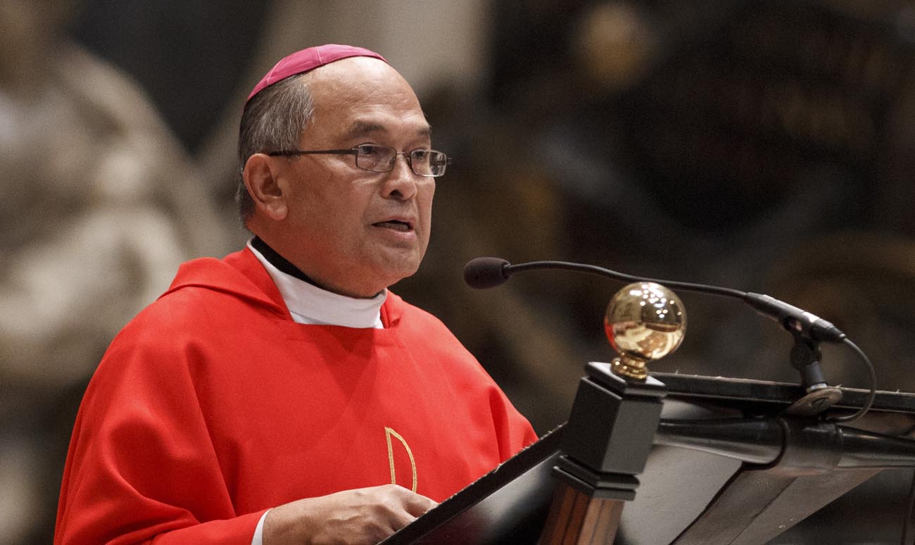 Archbishop Anthony Apuron of Agana, Guam, is pictured in a 2012 photo at the Vatican. (CNS photo/Paul Haring)