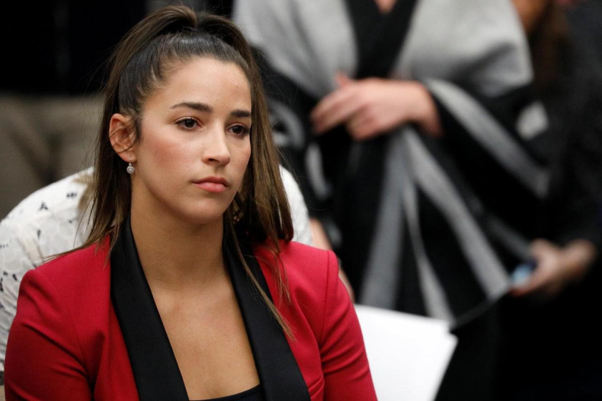 Olympian and former gymnast Aly Raisman before speaking at the sentencing hearing for Larry Nassar. (BRENDAN MCDERMID/REUTERS)