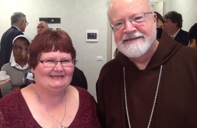 Abuse survivor Deborah Kloos with Boston's Cardinal Sean P. O'Malley, head of the Pontifical Commission for the Protection of Minors. (Credit: Twitter of Deborah Kloos.)