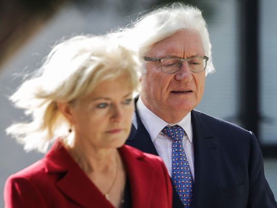 Kathleen Bliss and Tom Mesereau, lawyers for Bill Cosby, arrive for the second day of jury deliberations in the retrial of Cosby's sexual assault case in Norristown, Pa., on April 26, 2018. (Photo: DOMINICK REUTER/AFP/GETTY IMAGES)
