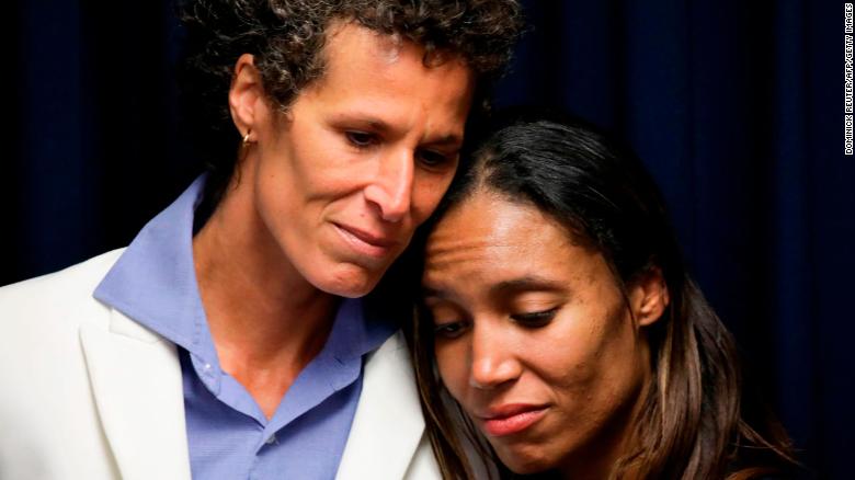 Andrea Constand, left, and prosecutor Kristen Feden during the final day of Bill Cosby's retrial.