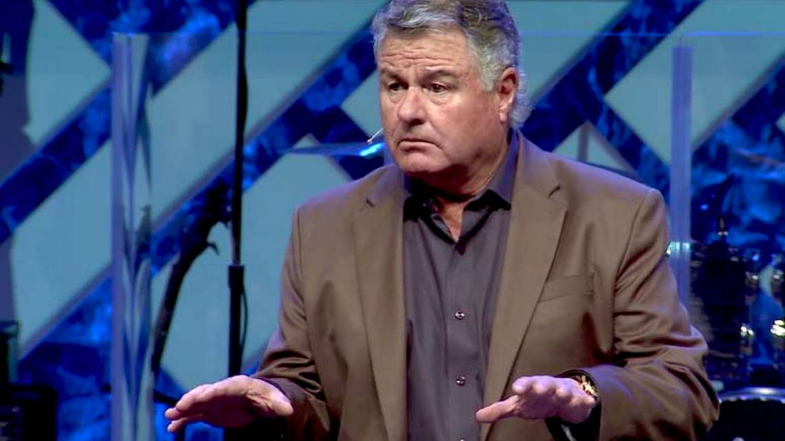 Les Hughey, former senior pastor at Highlands Church is pictured during a sermon at the church in Scottsdale, Arizona on December 17, 2017. Highlands Church Highlands Church