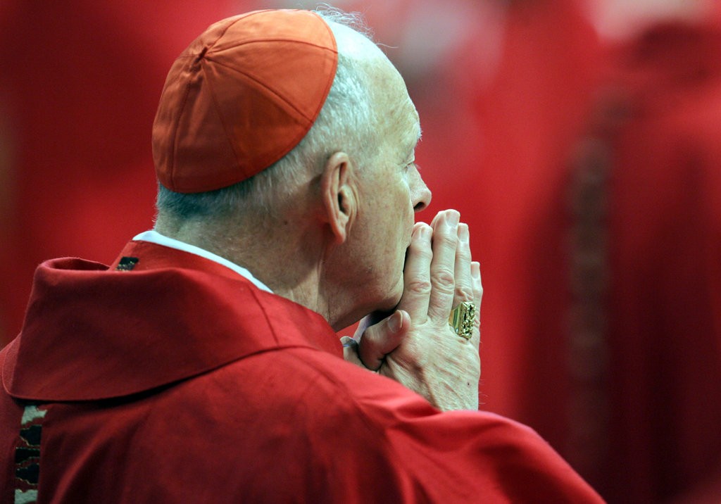 U.S. Cardinal Theodore Edgar McCarrick attends a Mass in St. Peter’s Basilica at the Vatican, Monday, April 18, 2005.