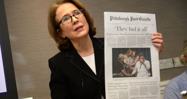 Anne Barrett Doyle said Pope Francis could “contribute enormously to the public record in Ireland” by releasing the names of the 3,400 priests the Vatican had found guilty of abuse under canon law over a decade. Photograph: Dara Mac Donaill