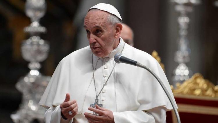 Pope Francis speaks during a Profession of Faith with the Bishops of the Italian Episcopal Conference in 2013 at St Peter's Basilica at the Vatican. (Filippo Monteforte / Getty Images)