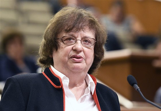 Barbara Underwood speaks to legislative leaders interviewing her for New York attorney general on May 15 in Albany, New York.Hans Pennink / AP file