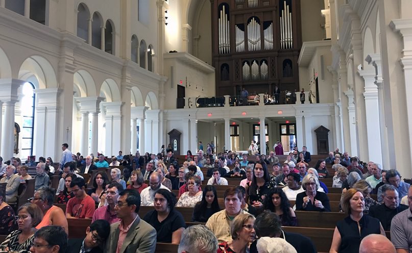 Worshippers at the Mass of Reparation and Prayer for Healing in Raleigh on Sept. 25, 2018. RNS photo by Yonat Shimron