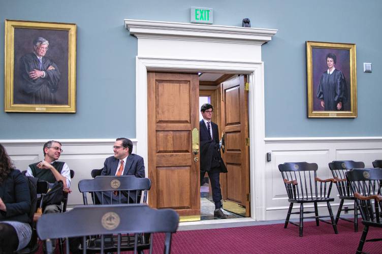 Owen Labrie enters the New Hampshire Supreme Court before his appeal on ineffective counsel in front of the court on Wednesday, November 28, 2018 in Concord, New Hampshire. GEOFF FORESTER—Monitor staff » Buy this Image
