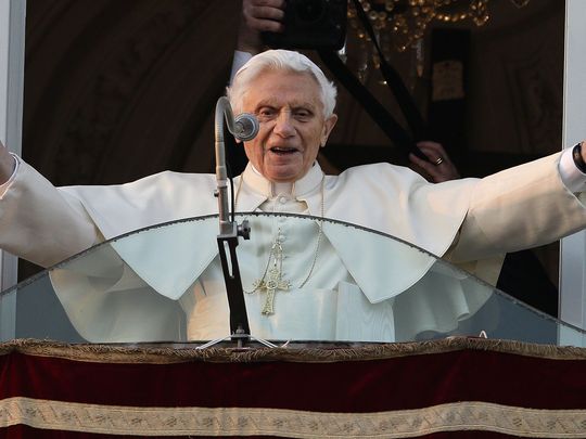 In this Feb. 28, 2013, file photo, Pope Benedict XVI greets the crowd from the window of the Pope's summer residence of Castel Gandolfo, the scenic town where he spent his first post-Vatican days and made his last public blessing as pope. While in office, Pope Benedict defrocked 848 priests. (Photo: Andrew Medichini, AP)