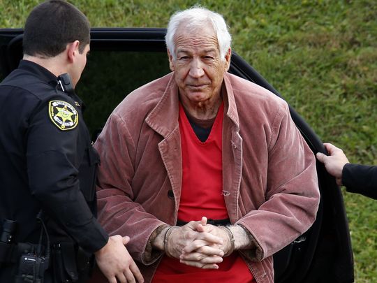 Former Penn State University assistant football coach Jerry Sandusky arrives for an appeal hearing at the Centre County Courthouse in 2015. (Photo: Gene J. Puskar, AP)