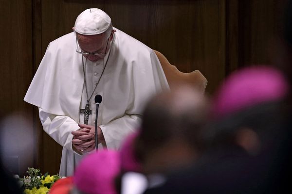 Pope Francis attends the opening session of "The Protection Of Minors In The Church" meeting at the Synod Hall on Feb. 21, 2019 in Vatican City, Vatican.