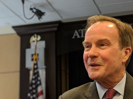 Term limited Attorney General Bill Schuette speaks with reporters on Dec. 17, 2018. (Photo: Jonathan Oosting)
