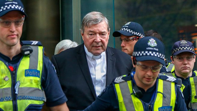 Pell outside court in Melbourne in May 2018. (AP Photo/Asanka Brendon Ratnayake)