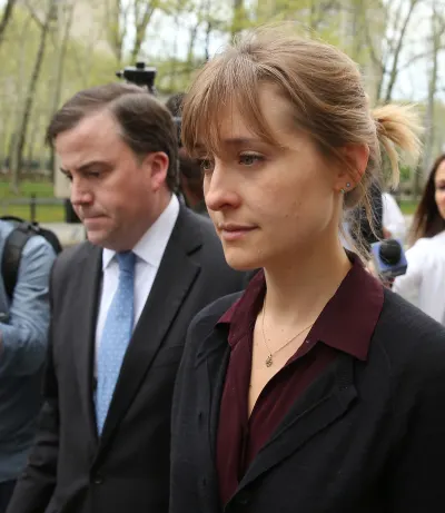 Allison Mack departs federal court after a bail hearing in relation to the sex trafficking charges.