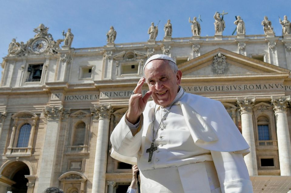 Pope Francis arrives for his general audience in St. Peter's Square at the Vatican Feb. 27. (CNS/Reuters/Yaraara Nardi)