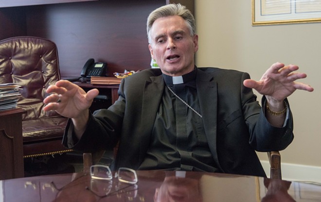 Bishop Thomas Daly may be conservative, but he isn't a fan of the right-wing group trying to take down his predecessor.