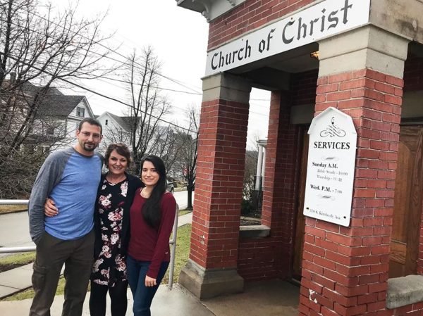 Victims advocate Jimmy Hinton, left, with his mother, Clara Hinton, and sister Alex Howlett at the Somerset Church of Christ in Pennsylvania. Their father and husband, John Hinton, a longtime minister, is serving prison time for sexually abusing young girls.