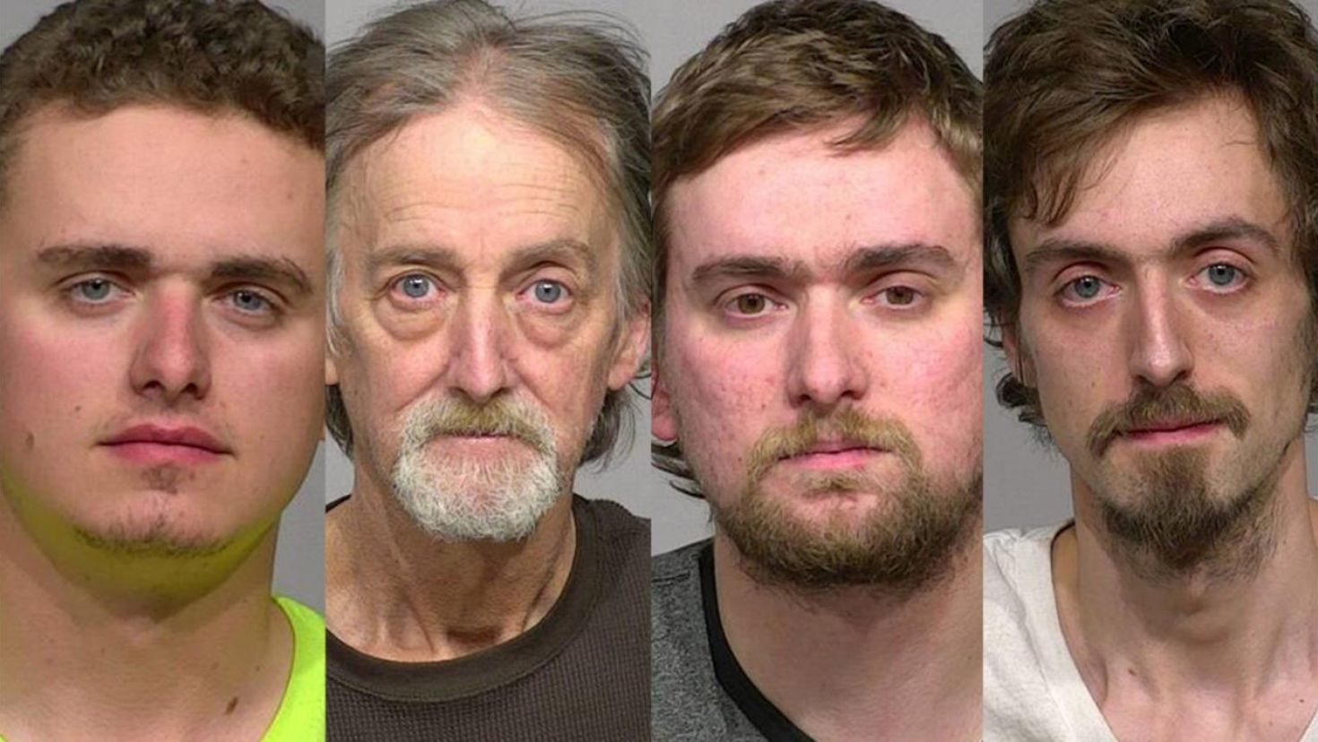 Brian Keene, second from left, is accused of knowing his sons Josiah, 20, Elijah, 27, and James, 29 (left to right) were allegedly sexually assaulting their younger siblings and doing nothing about it.